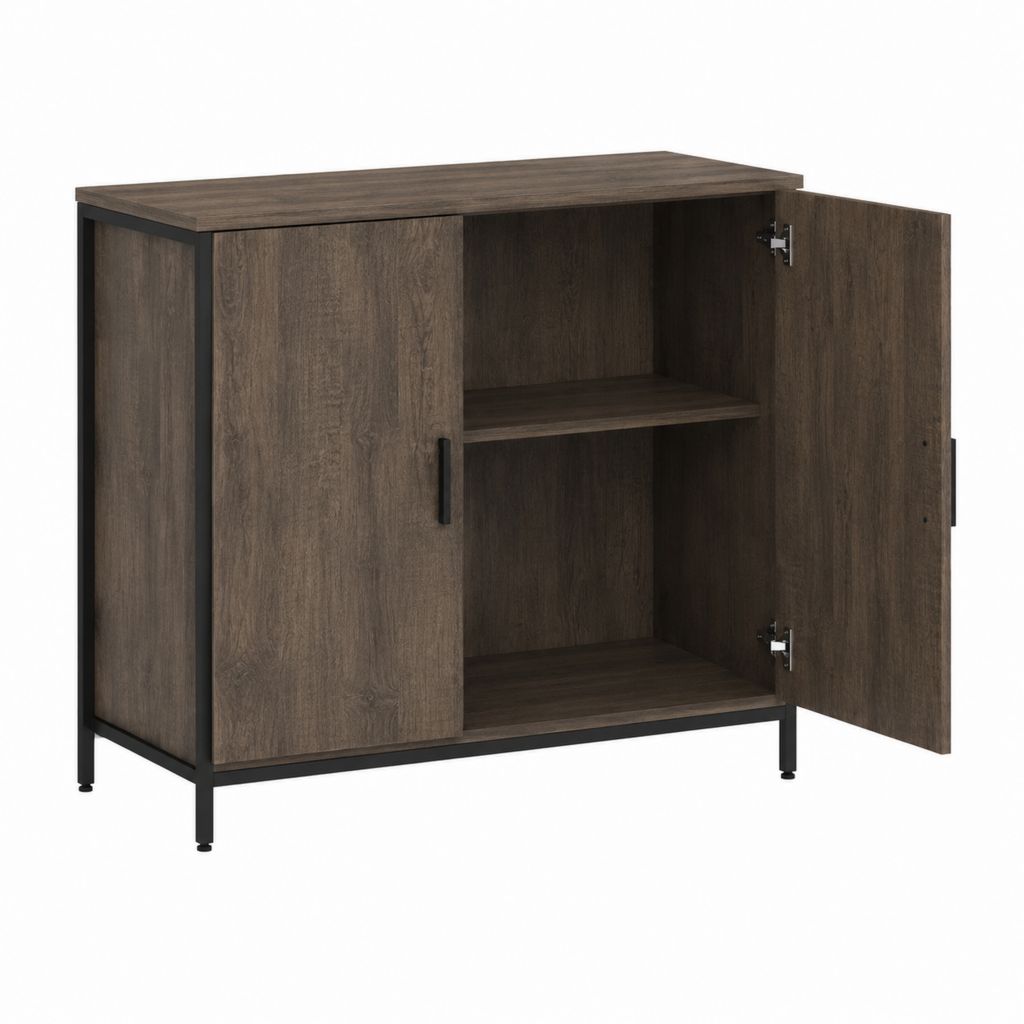 Armoire de bureau 2 portes marron foncé panneaux de particules mélaminés rectangulaire 80 x 40 x 75 cm