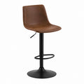 Tabouret de bar réglable marron en similicuir PU avec piètement acier noir 48 x 54 x 93-115 cm