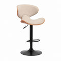 Tabouret de bar réglable pivotant beige en contreplaqué et polyester 51 x 52 x 89-109 cm