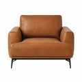 Fauteuil de salon droit marron cognac en cuir synthétique PU 92 x 88 x 86 cm