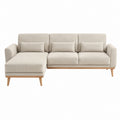 Canapé d’angle gauche 3 places beige en polyester avec pieds en bois massif 260 x 150 x 85 cm