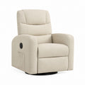 Fauteuil relax pivotant beige en polyester avec inclinaison manuelle 76 x 92 x 102 cm