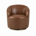 Fauteuil pivotant rond marron en cuir PU 80 x 76 x 75 cm