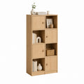 Bibliothèque de rangement rectangulaire chêne clair en panneaux MDF 80 x 30 x 160 cm