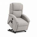 Fauteuil releveur électrique inclinable gris clair en polyester à dossier haut 90 x 92 x 105 cm