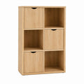 Bibliothèque de rangement chêne clair en panneaux de particules 80 x 30 x 120 cm avec 3 portes