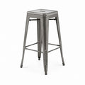 Tabouret de bar en acier gris anthracite assise carrée 43 x 43 x 76 cm