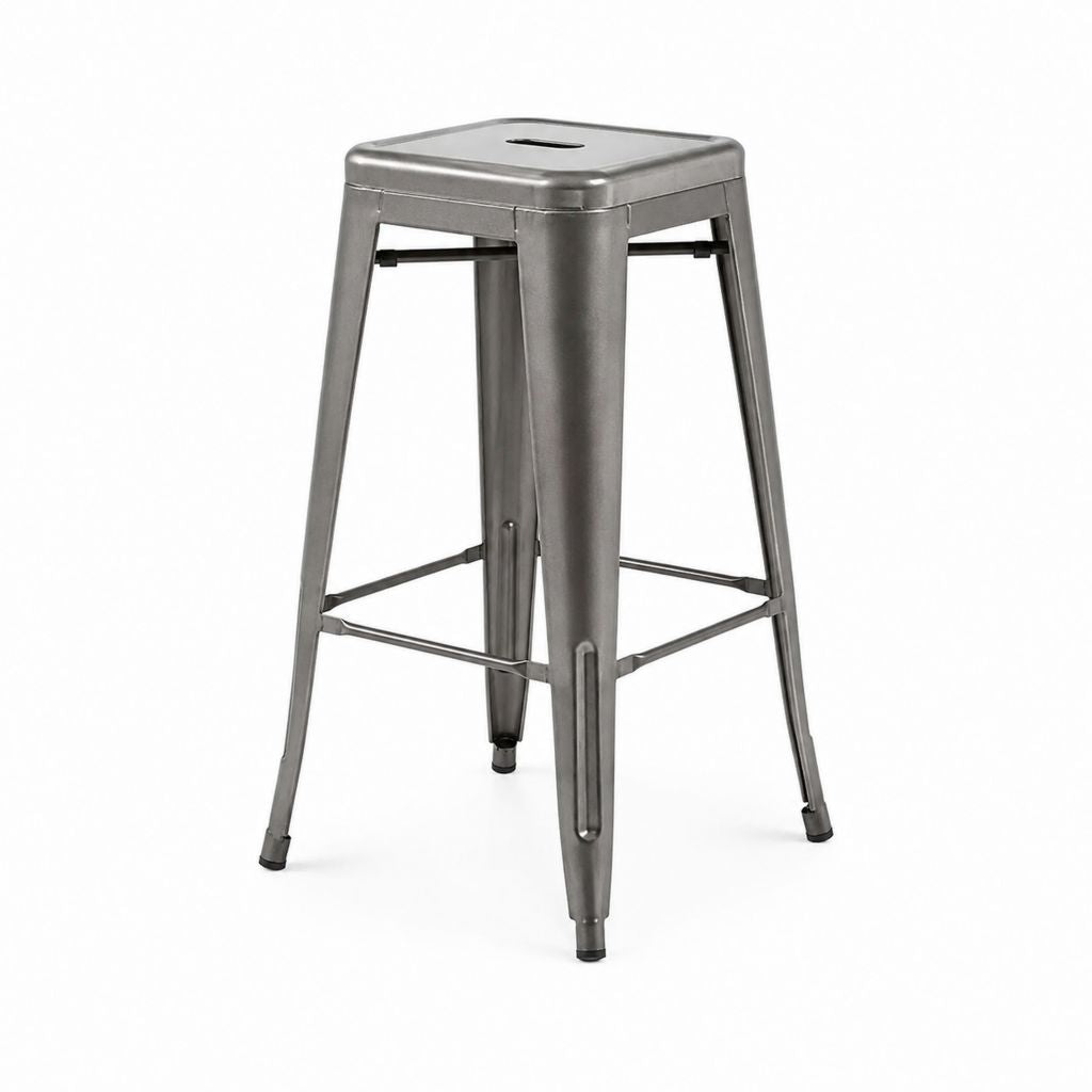 Tabouret de bar en acier gris anthracite assise carrée 43 x 43 x 76 cm