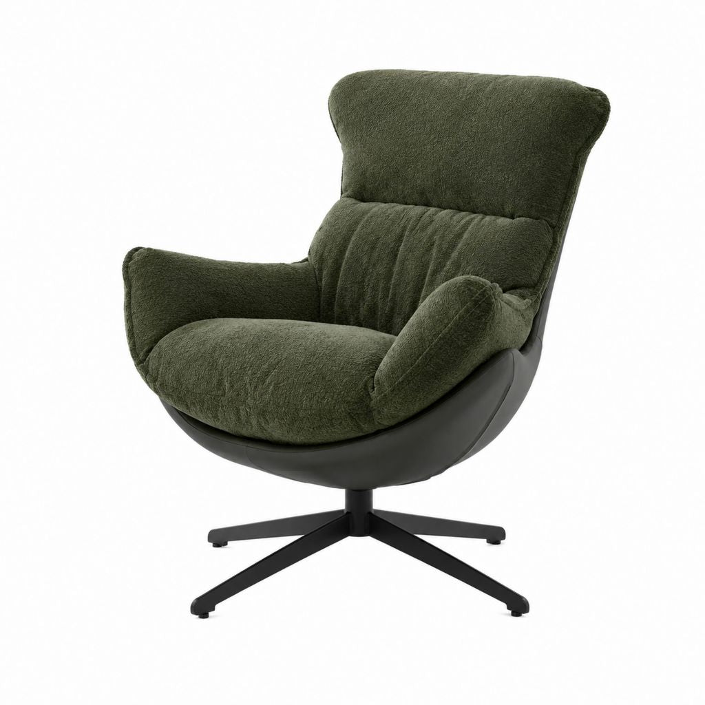 Fauteuil pivotant vert foncé en polyester et PU avec piètement étoile 82 x 85 x 102 cm